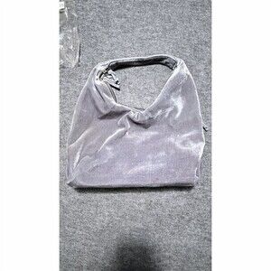Tabitha Webb Hobo Shoulder Bag Womens Medium Gray Gold Zip Closure Slouchy